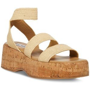 Steve Madden Women's Sashes Wedge Sandal, Raffia, 8